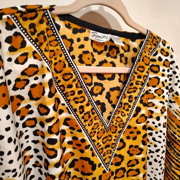 Sante Classics Women's Embellished Animal Print Artsy Poncho Swim Cover One Sz - Picture 4 of 7